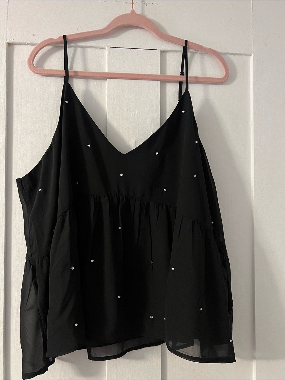 Old Navy Black Babydoll Beaded Tiered Camisole